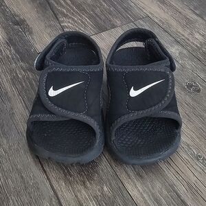 TWO PAIRS-Nike Blk BABY Velcro Sandals (Sz 4) + Cat & Jack Buckle Sandals (Sz 5)